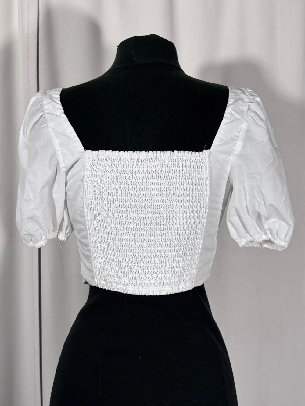Abercrombie & Fitch White Puff Sleeve Corset Top